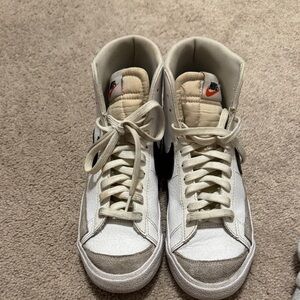 Nike High-Top Sneakers in White and Tan